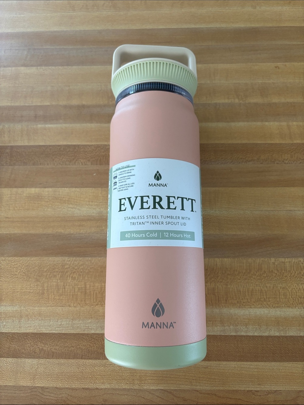 NEW Manna Everett Stainless Steel Tumbler w/ Tritan Spout and Handle, 32 oz